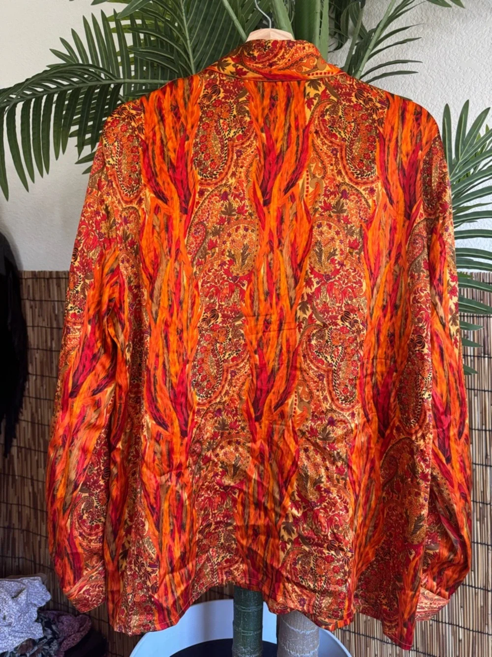 Rare Vintage Escada Margaretha Ley Orange Paisley Button-Up Shirt 100% silk - Picture 6 of 9